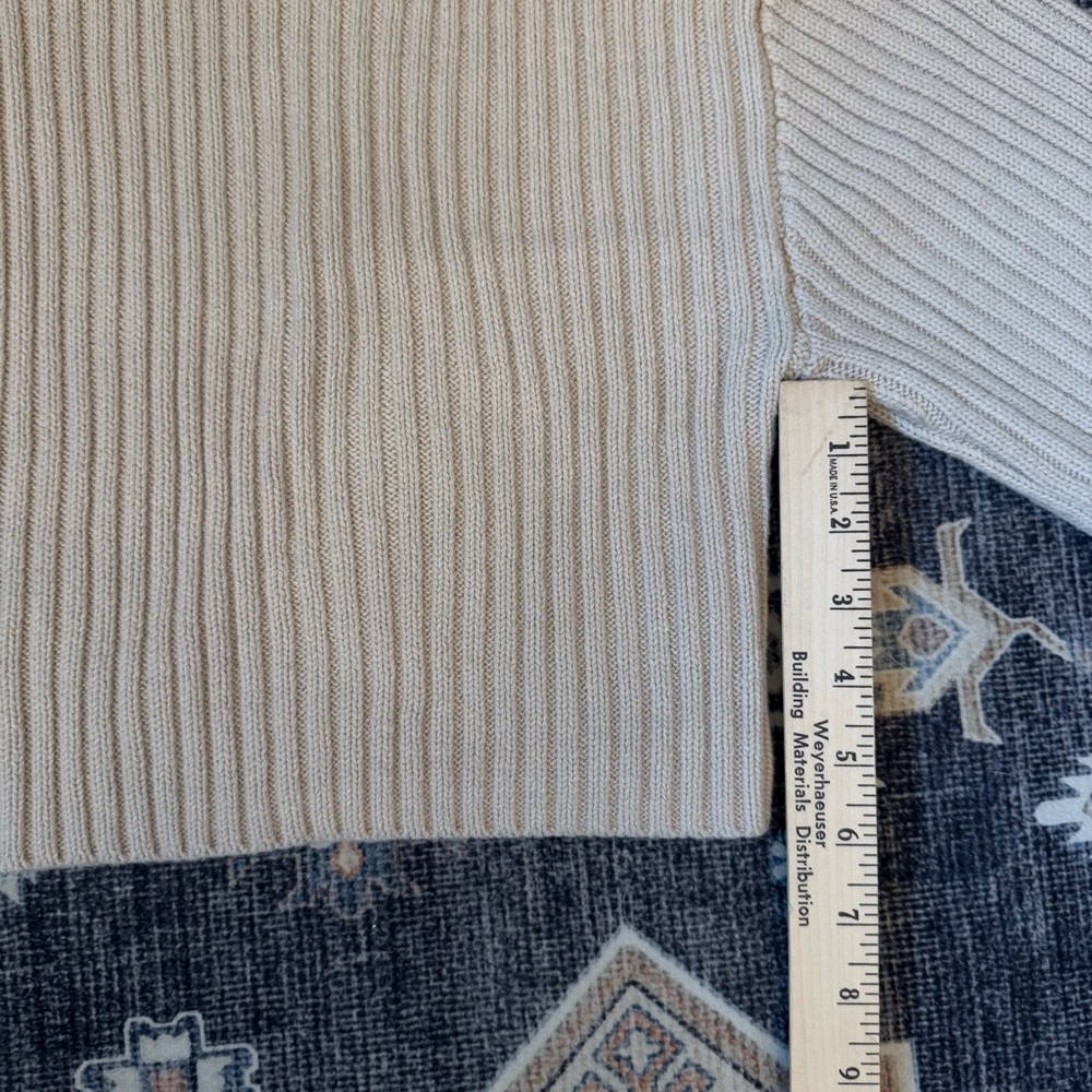 H&M Ribbed Mockneck Cropped Beige Thick Sweater Women’s Size Medium - Picture 8 of 9